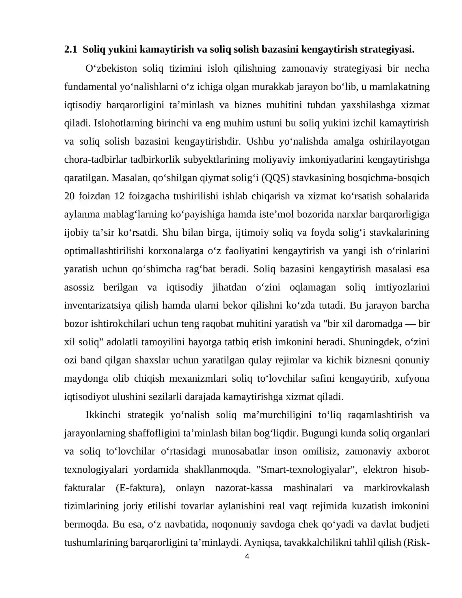 O’zbekiston soliq tizimini islloh qilishning asosiy yo’nalishlari 4