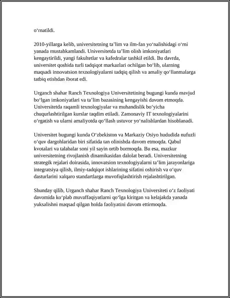 Urganch Shahar Ranch Texnologiya Universiteti O'quv Kursi 4