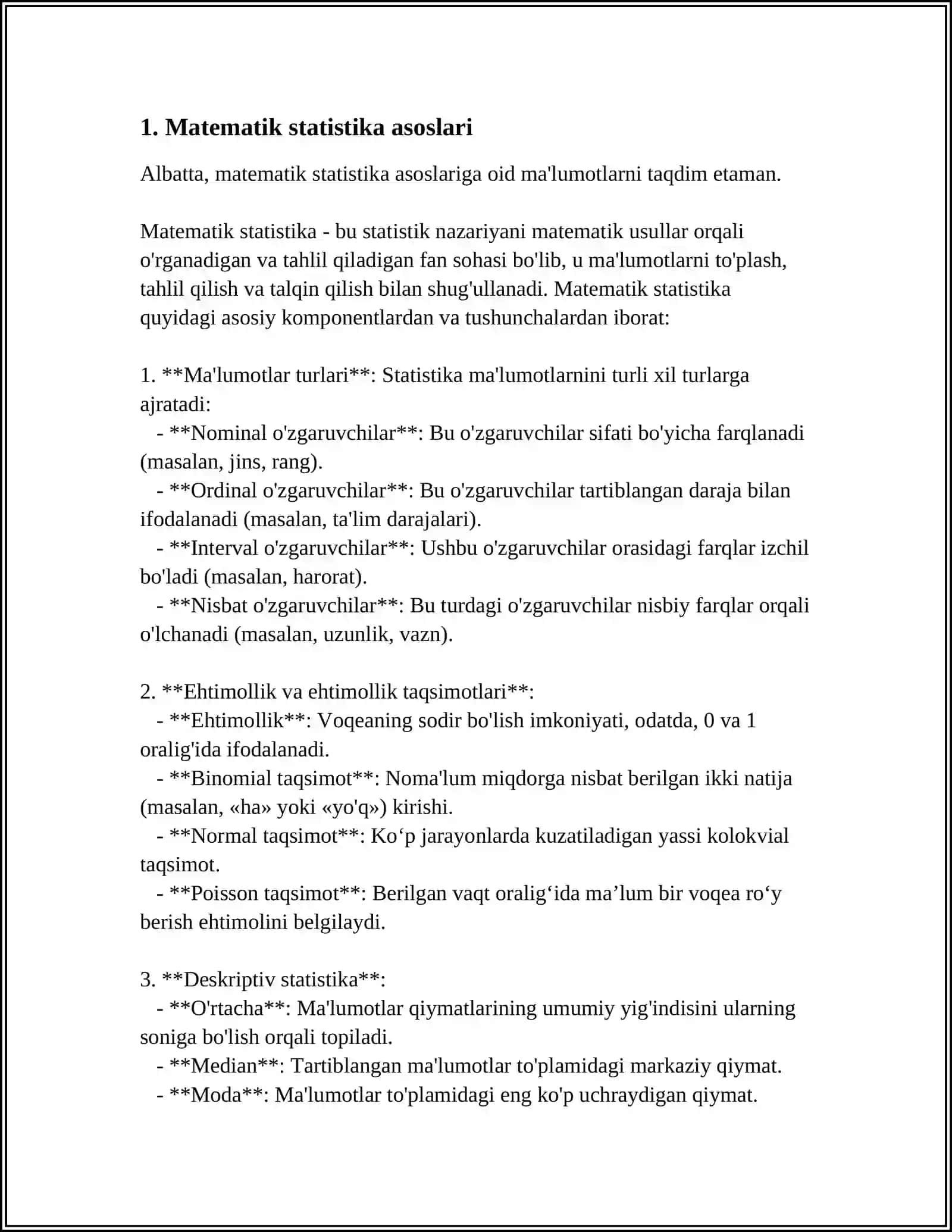 ISHONCHLILIK INTERVALI NORMAL TAQSIMOTINING NOMALUM PARAMETRLARARI UCHUN ISHONCHILILIK INTERVALLARI 4