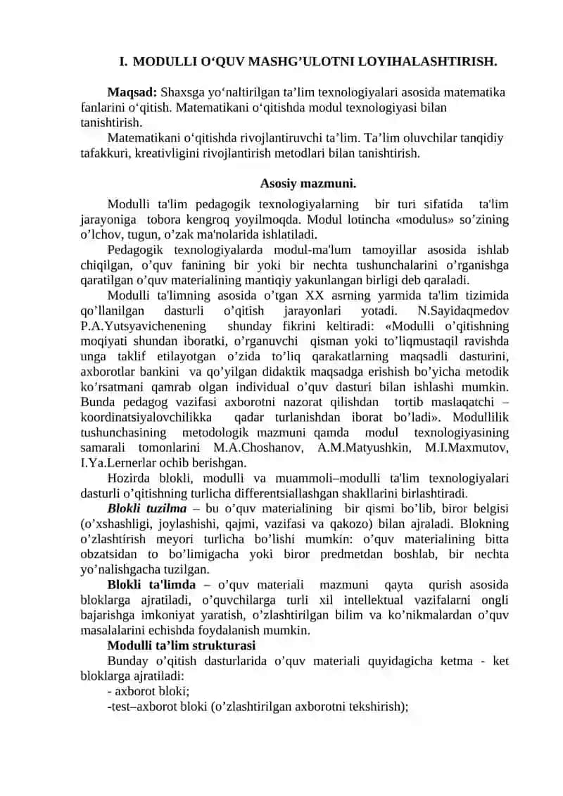 MАTЕMАTIKАNI O‘QITISH TЕХNОLОGIYALАRI VA LOYIHALASH FANIDAN LABORATORIYA MASHG’ULOTLARI 4