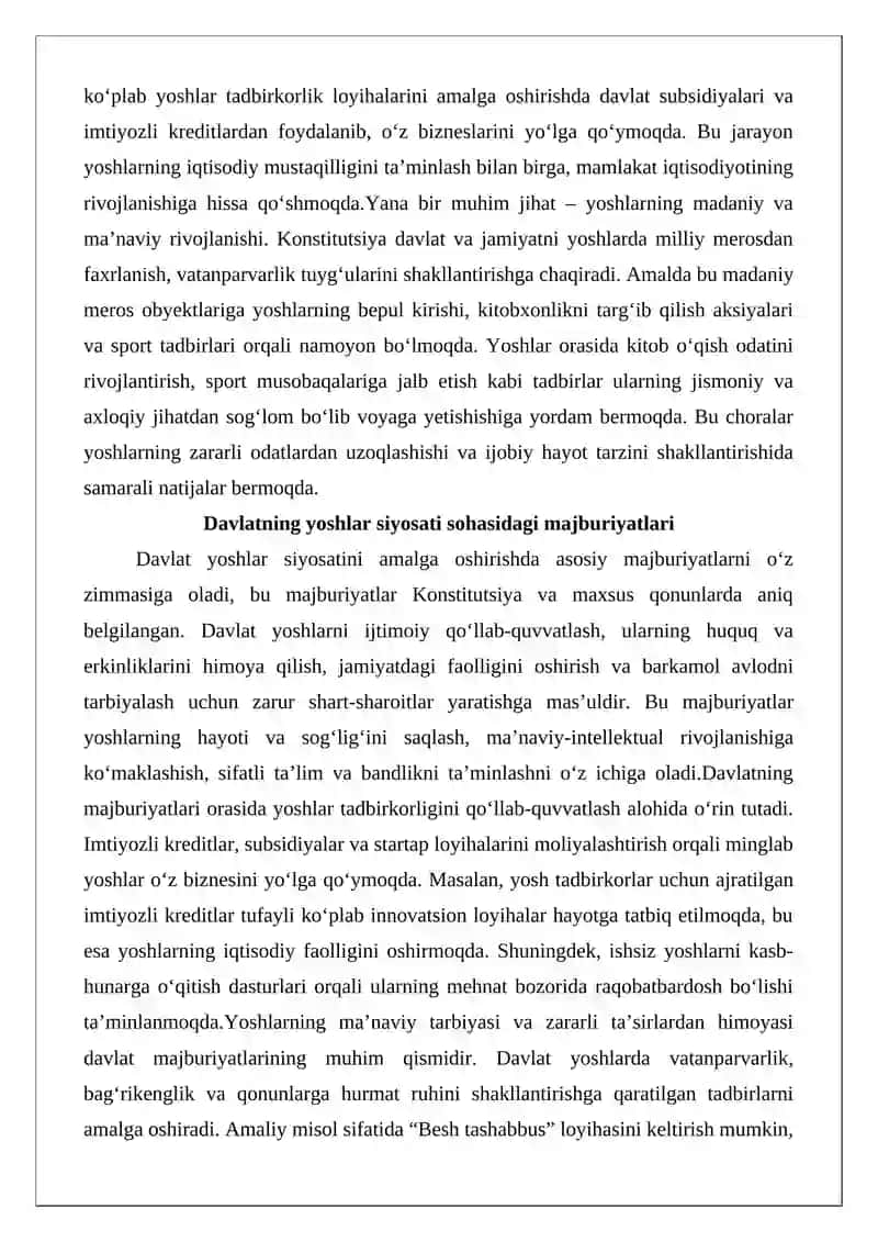 O‘zbekistonda yoshlar siyosati sohasidagi yutuqlar 4