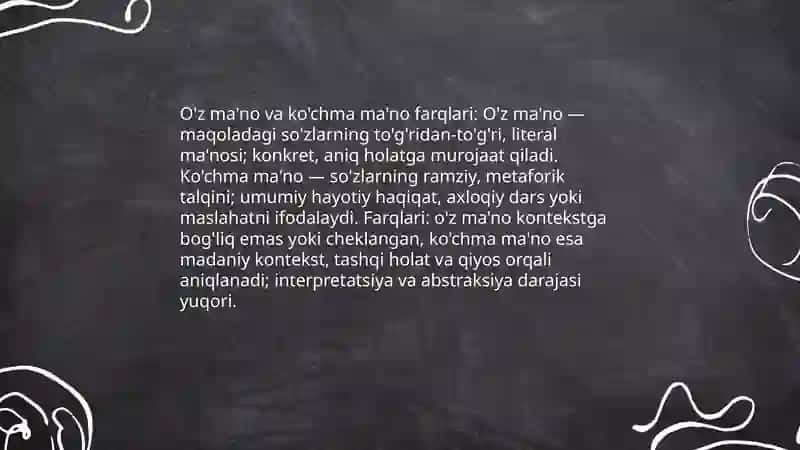 Maqollarda o'z va ko'chma ma'no 4