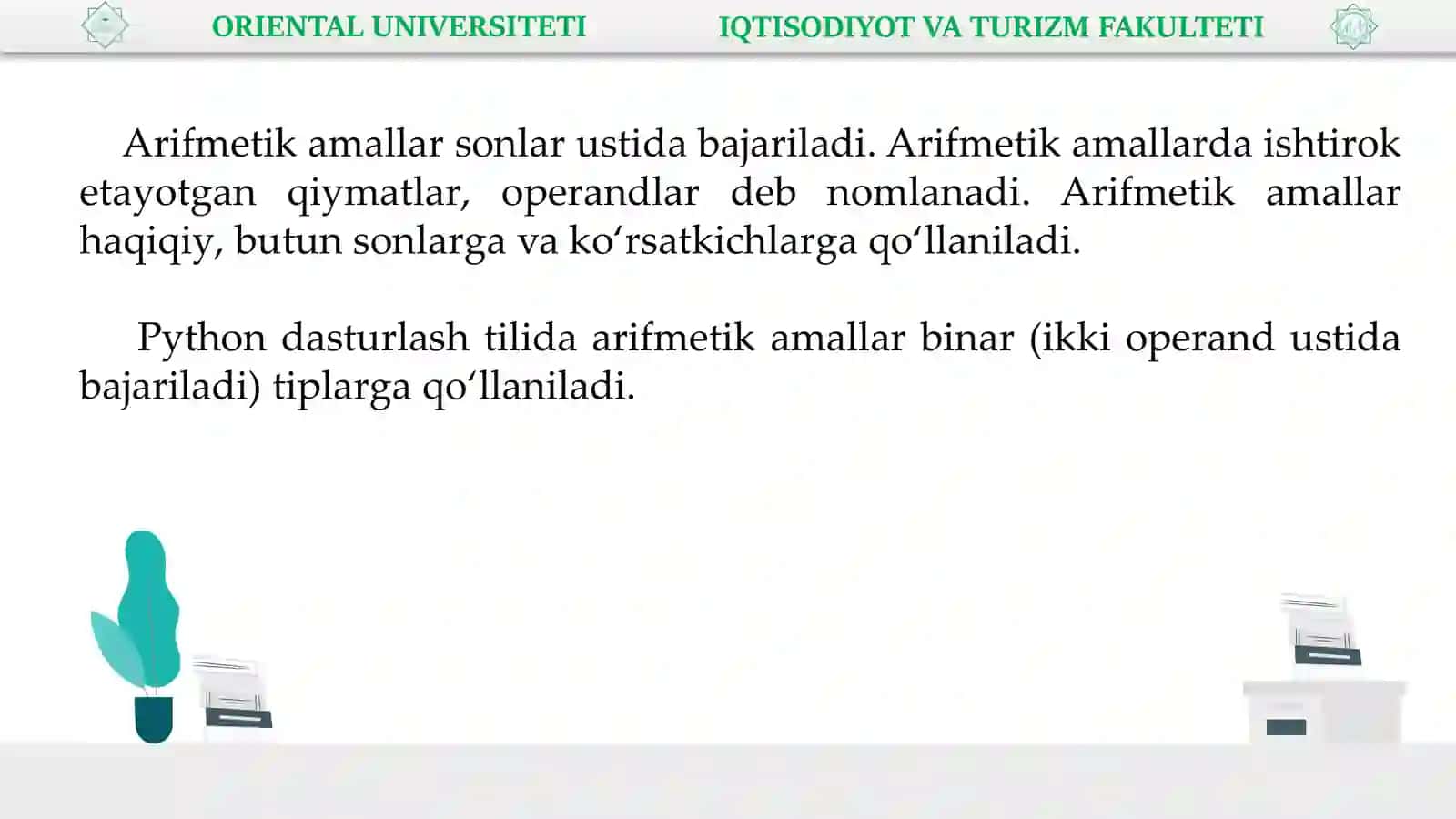 Pythonda operatorlar va ular bilan ishlash 4