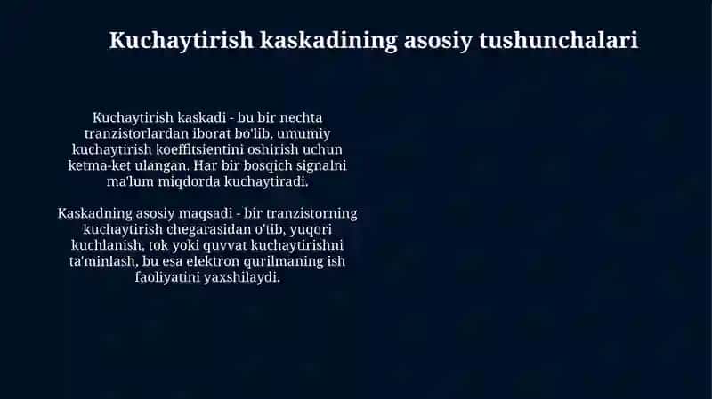 Tranzistorlarda bajarilgan kuchaytirish kaskadlari sxemalari 4