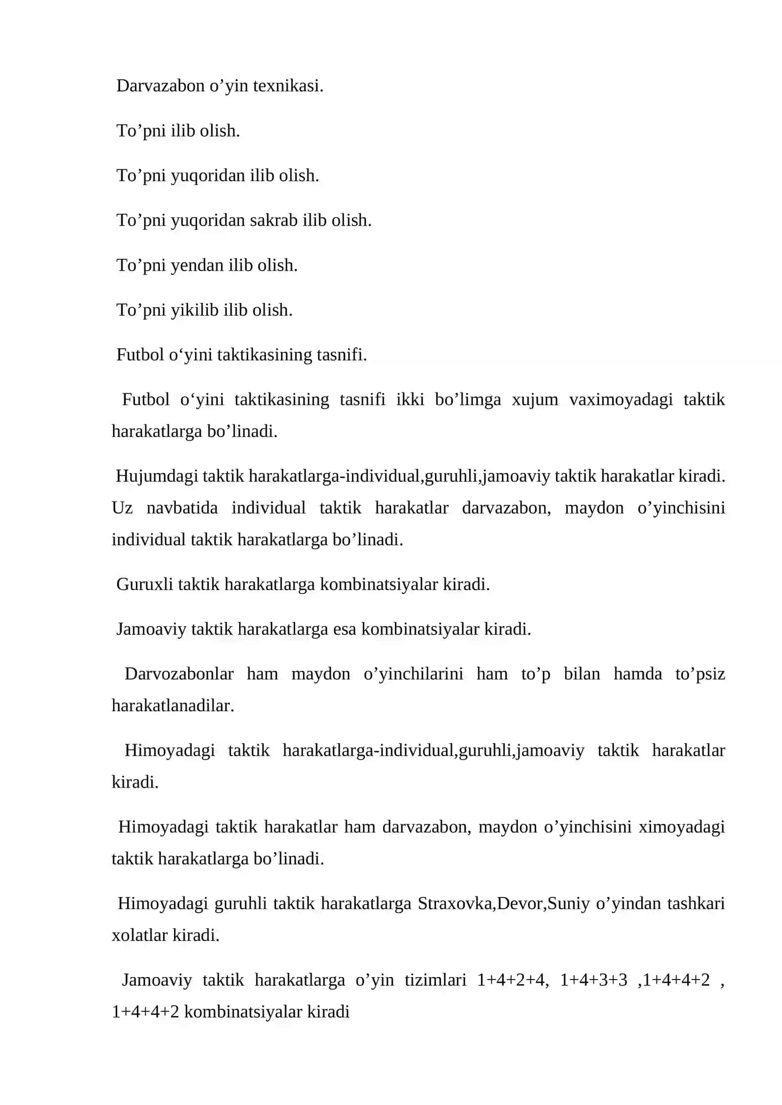 Futbol o‘yin texnikasi va taktikasining tasnifi 4