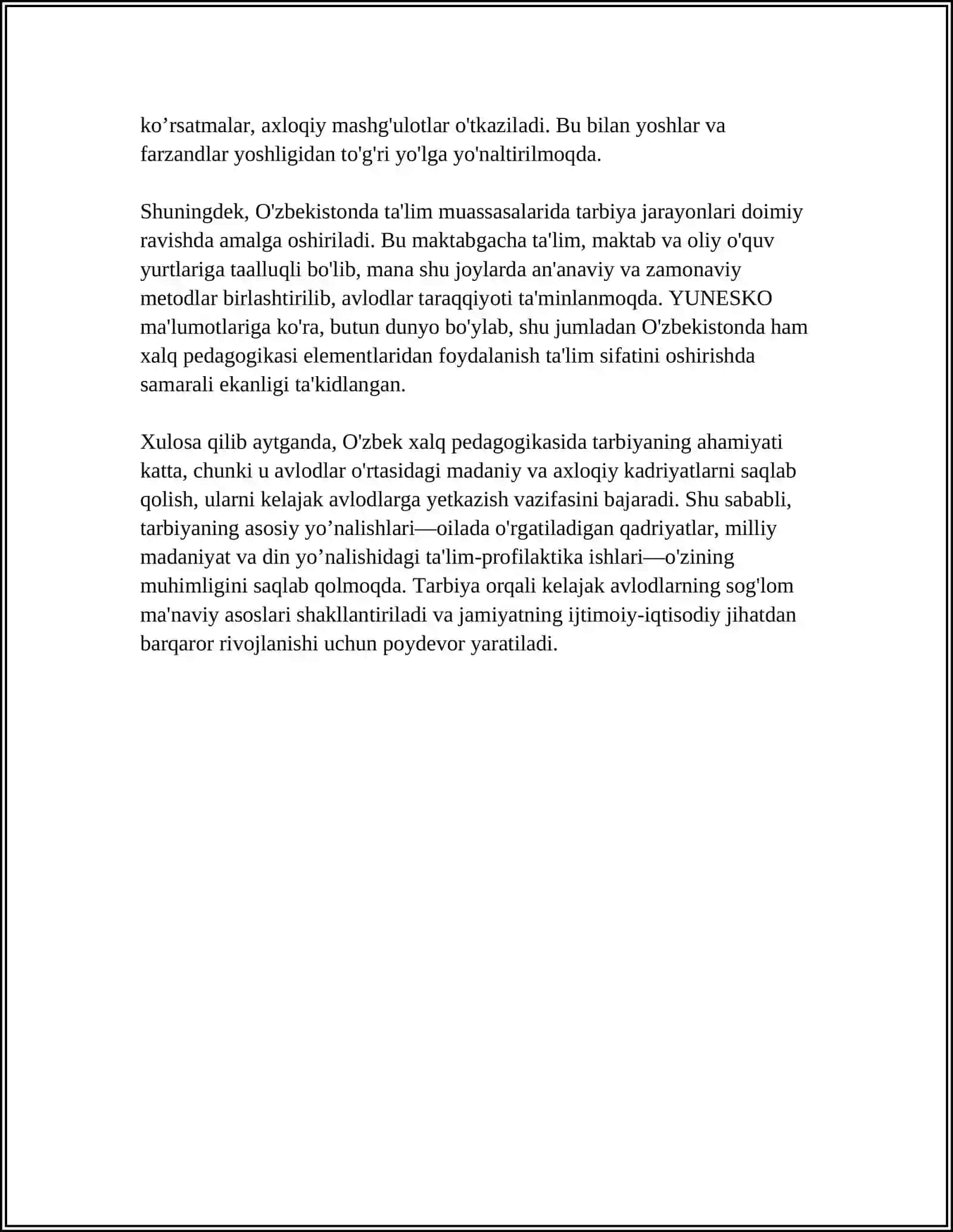 O'zbek xalq pedagogikasi va islam talimotida ijtimoiy pedagogik gʻoyalar 4