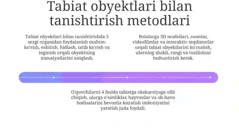 "Ilk qadam davlat dasturida tabiat bilan tanishtirish mazmuni" 4