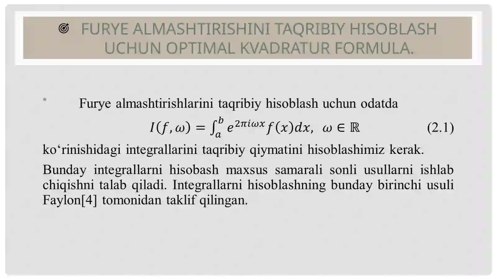 Optimal kvadratur formulalar qurish 4