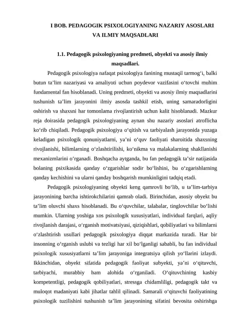Pedagogik psixologiyaning asosiy tadqiqot yo‘nalishlari, ilmiy maqsadlari va vazifalari 4