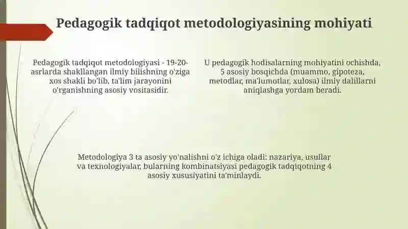 Pedagogika fanining maqsadi vazifalari va ilmiy tadqiqot metodlari tasnifi 4