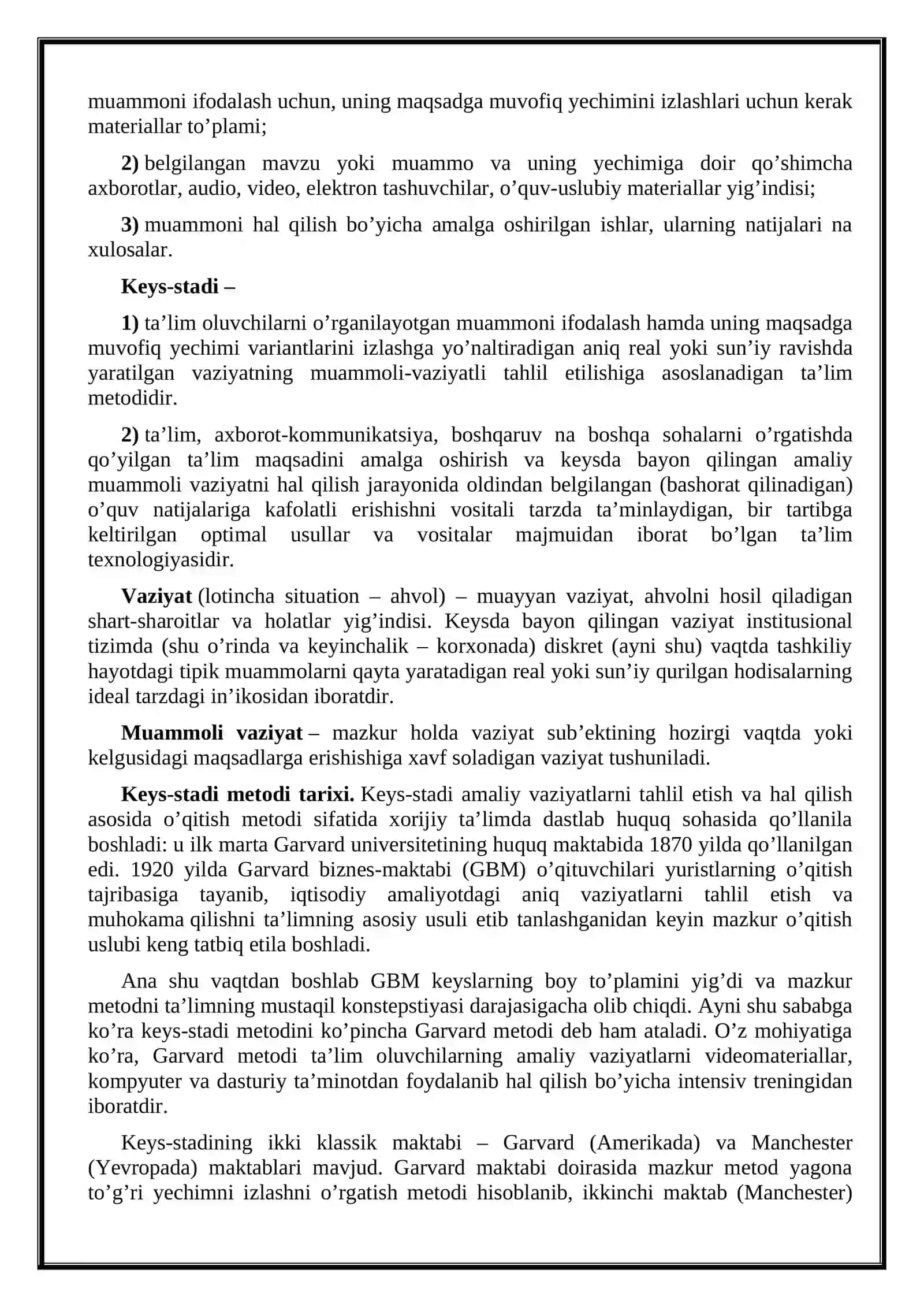 Keys-stadi usulining o'ziga xos xususiyatlari 4