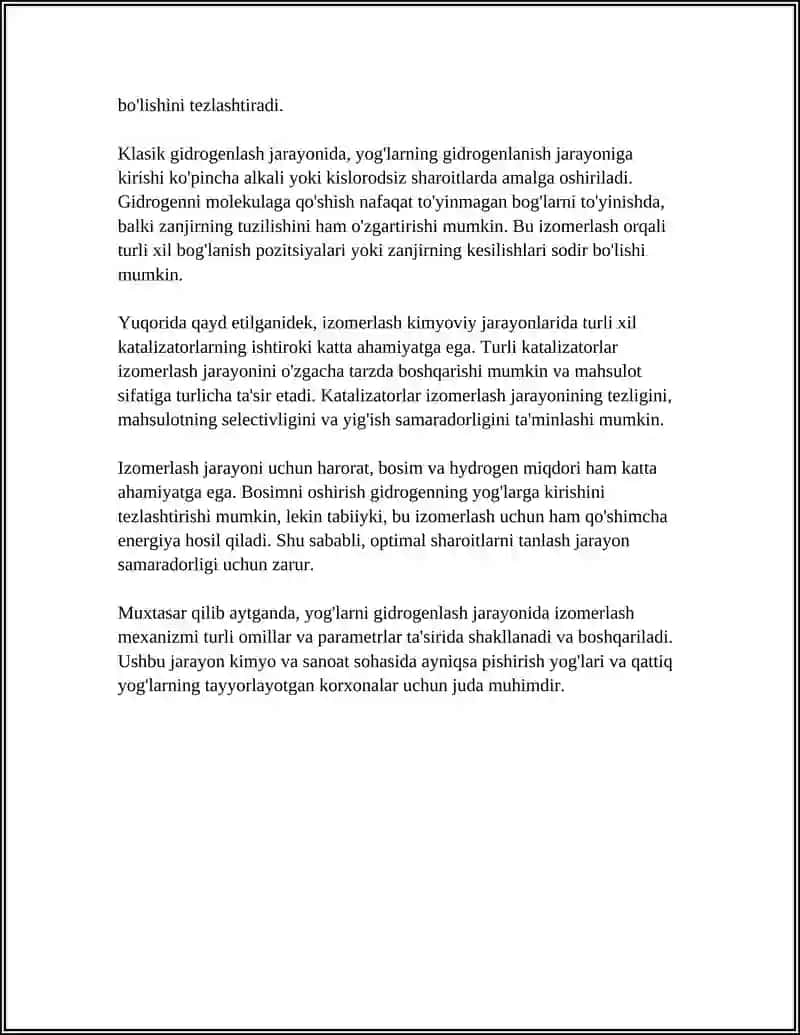 YOĞLARNI GIDROGENLASH JARAYONIDA IZAMERLASH 4