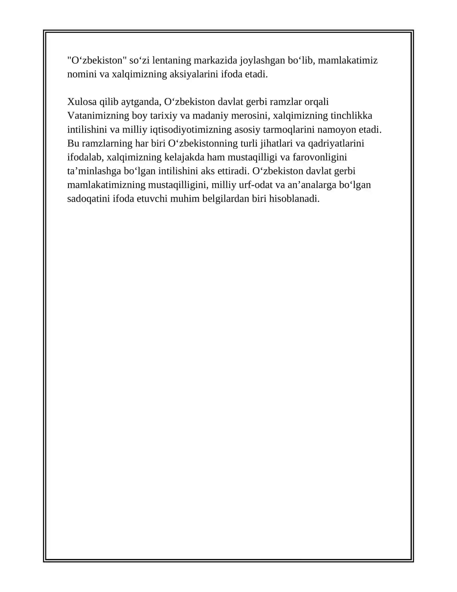 OʻZBEKISTON RESPUBLIKASI DAVLAT RAMZLARI VA AHAMIYATI 4
