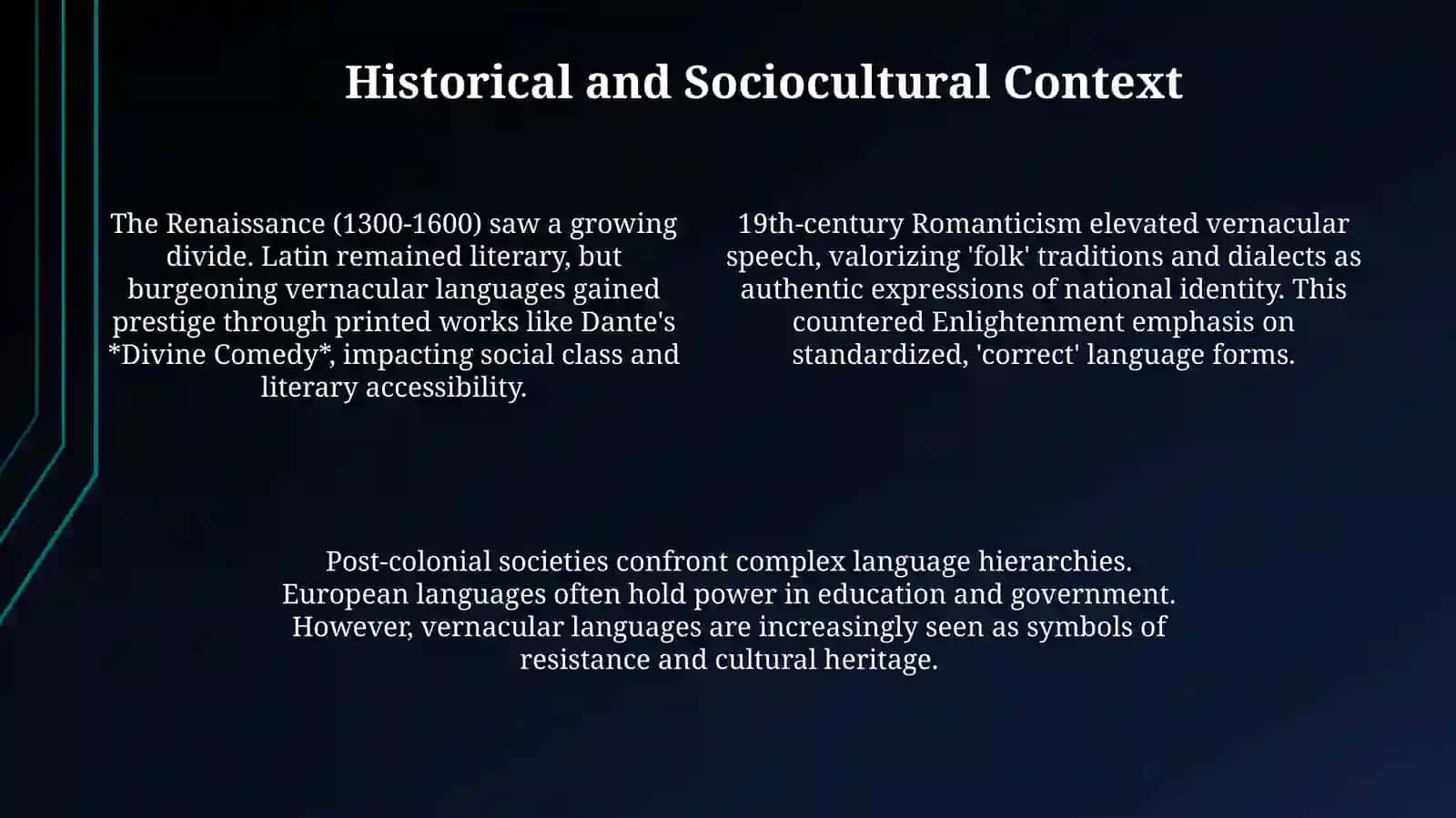 Literary Speech and Vernacular Speech 4