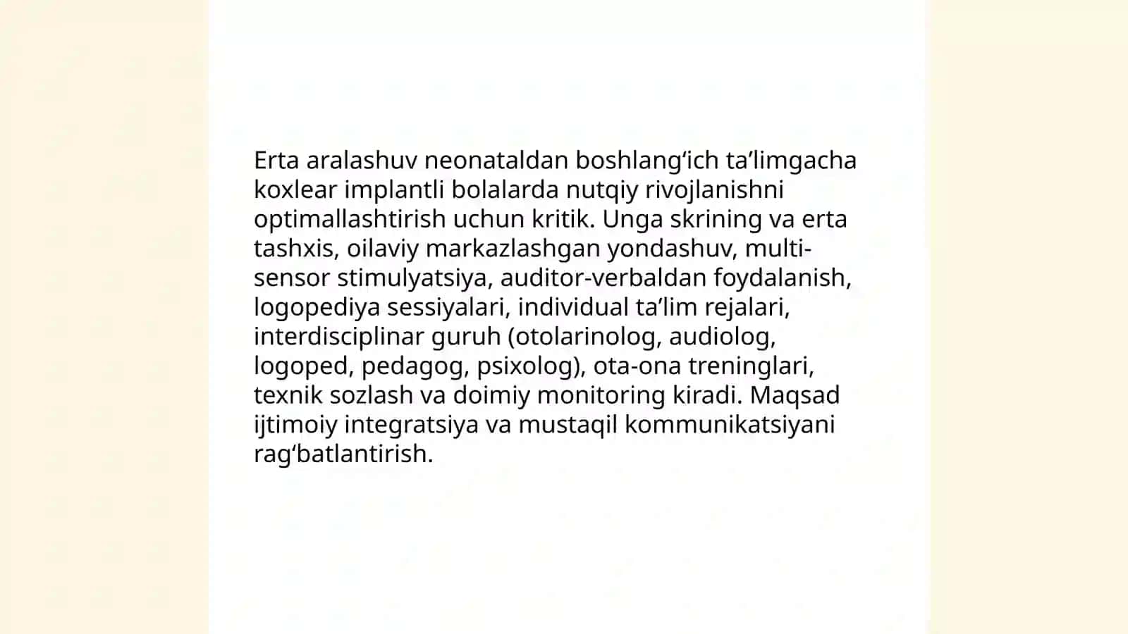 Koxlear implantli bolalarda nutqiy rivojlanish jarayonida pedagogik psixalogik kompleks yondashuv usullari 4