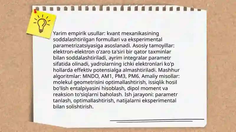 Hisoblash usullari. Empirik, yarim empirik, noempirik hisoblash usullari 4