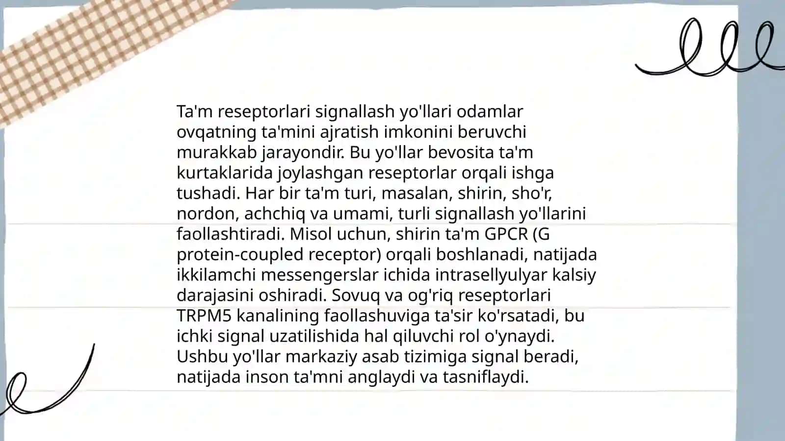Ta'm va hid bilish nazariyasining biofizikaviy asoslari 4