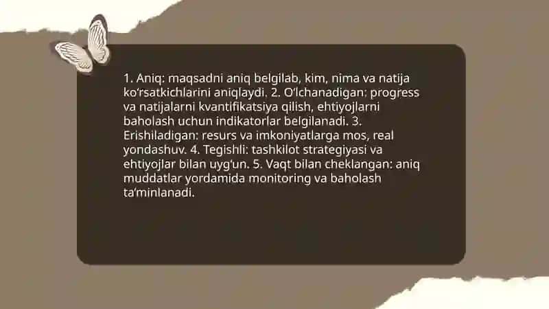 Maqsad qo'yish va ehtiyojlarni baholash boshqaruvning asosiy funksiyasi sifatida 4