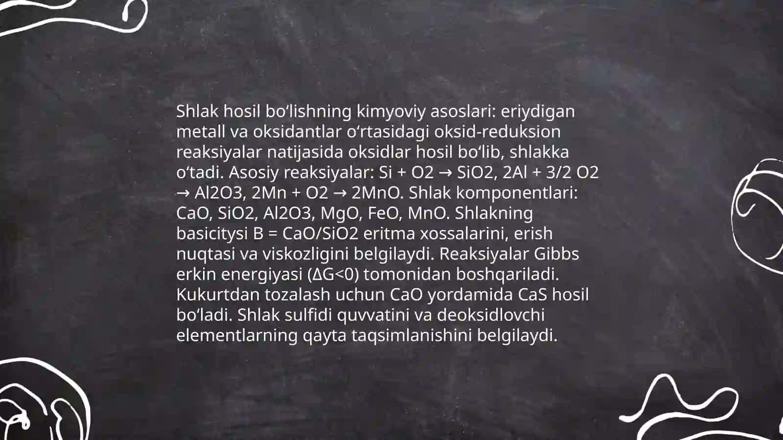 Choʻyanlarda shlak hosil boʻlish jarayonlari tartibi va qoʻllanishi 4