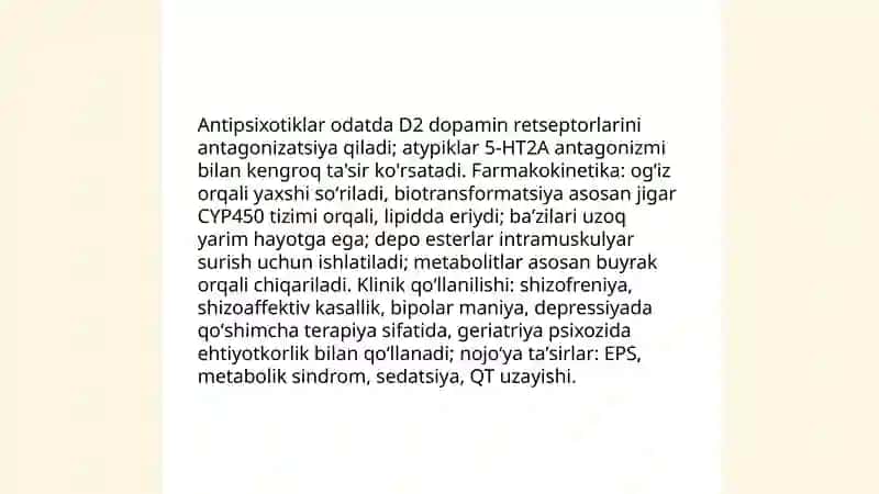Psixotrop dori vositalarining klinik farmakologiyasi 4