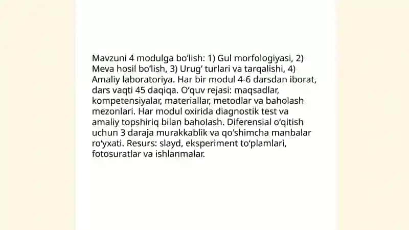 Gul meva va urugʻlar mavzusini oʻrganish metodikasi 4