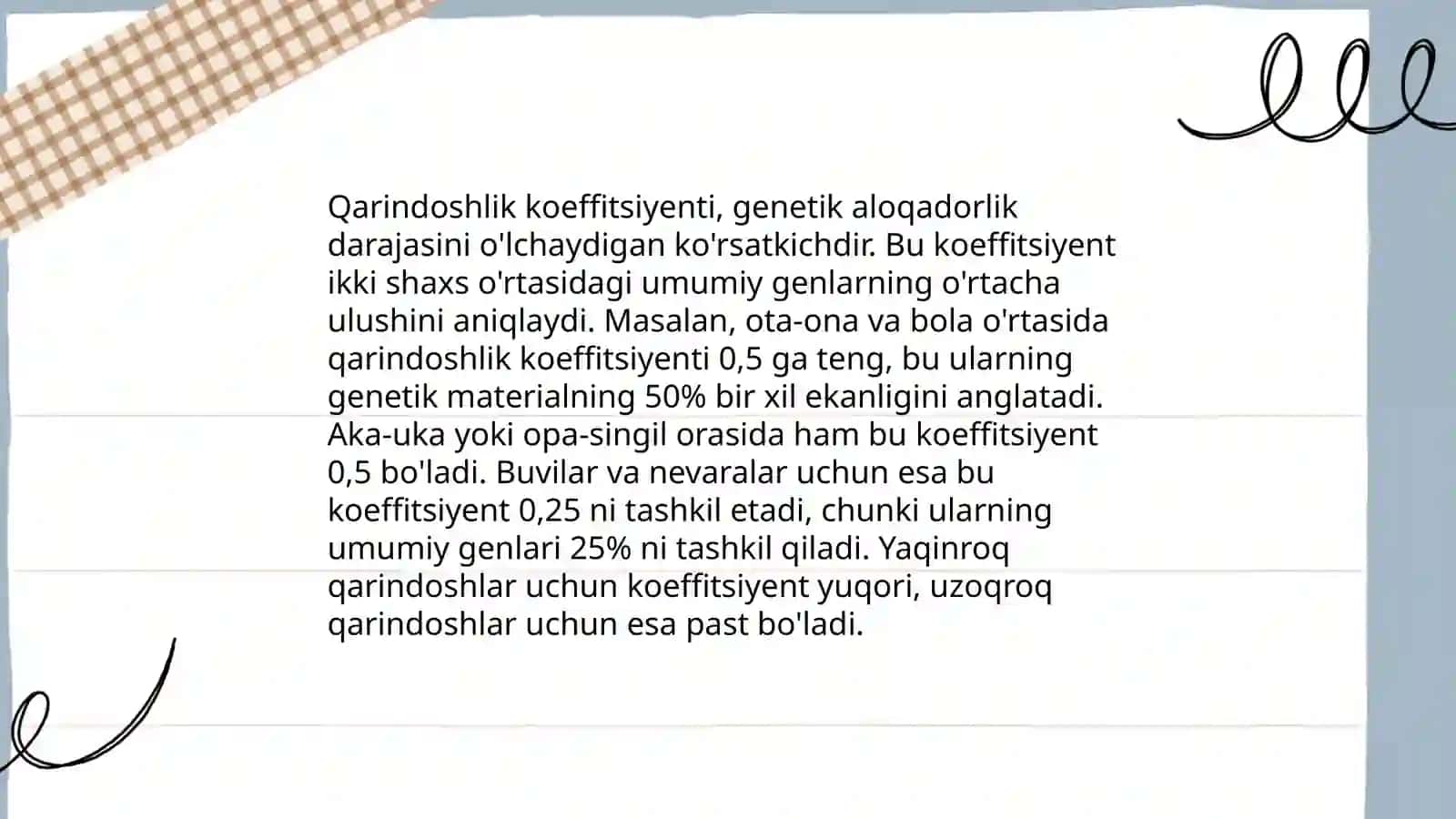 Irsiyat va qarindoshlik koeffitsiyentini aniqlash 4