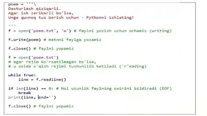 PYTHON dasturlash tilidafayllarbilan ishlash 4