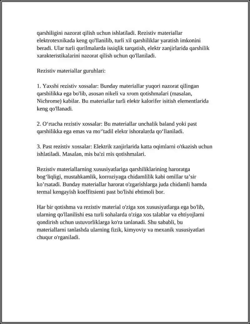 TURLI QOTISHMALAR VA REZISTIV MATERIALLAR 4
