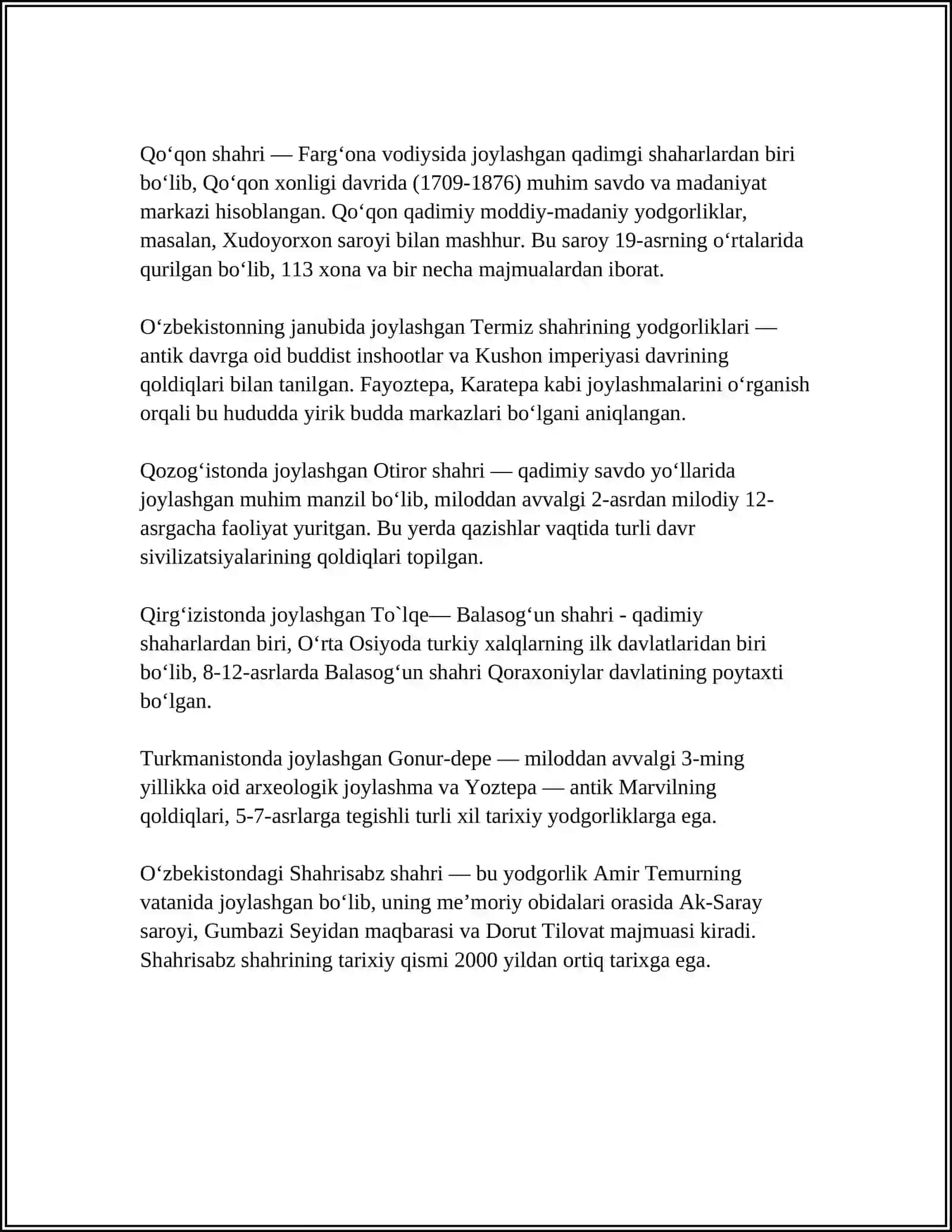 TARIX FANLARI BOʻYICHA TAYYORLANGAN AVTOREFERATNI HTTPS://WWW.ZIYONET.UZ/ PORTALIDAN YUKLAB OLIB UNI KOʻRIB CHIQISH VA QISQACHA TAVSIF BERISH 4