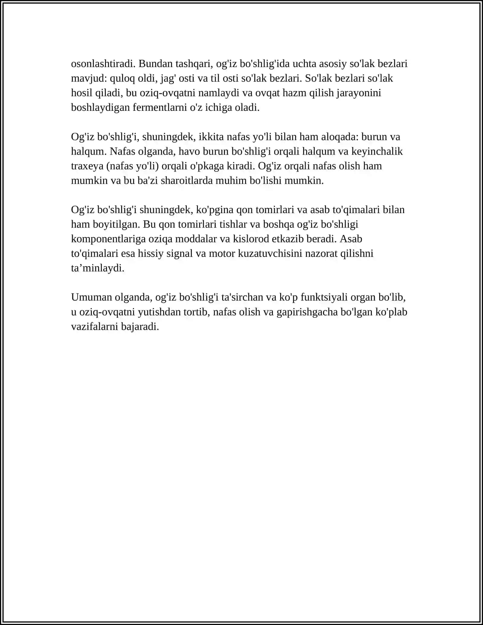 OVQAT HAZM QILISH TIZIMI. OG’IZ BO’SHLIG’I VA QIZILO’NGACH 4