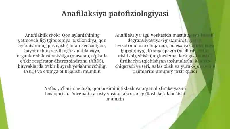 Anafilaktik shok va unidavolash 4