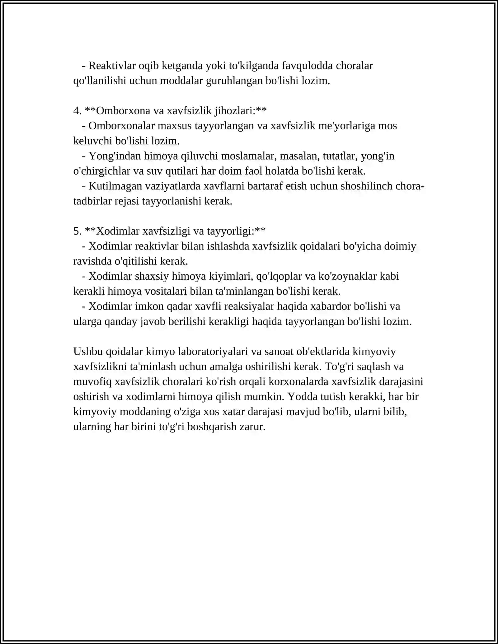 KIMYOVIY REAKTIVLAR. LABORATORIYA IDISHLARI 4
