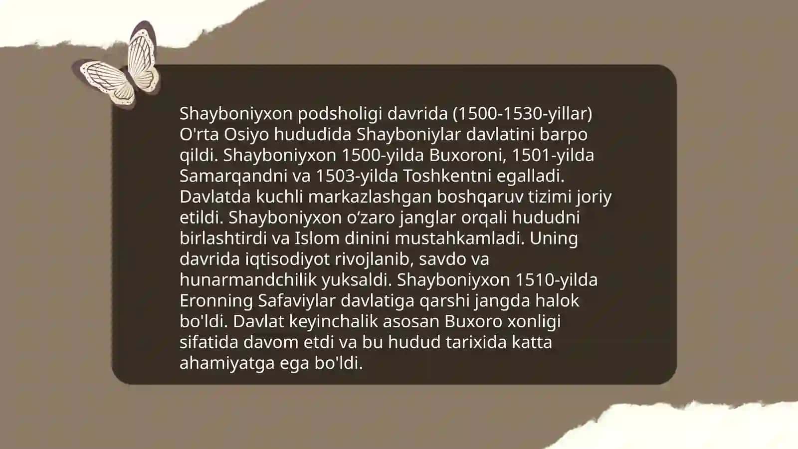 Muhammad Shayboniyxon va uning siyosiy,iqtisodiy,madaniy sohalardagi faoliyati 4