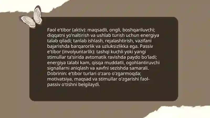 Dobrinnining diqqat haqidagi qarashlari 4