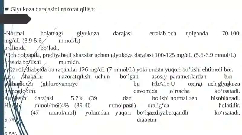 Qandli diabet va uning asoratlarini kelib chiqishida karbon suvlar almashinishining buzilishi 4