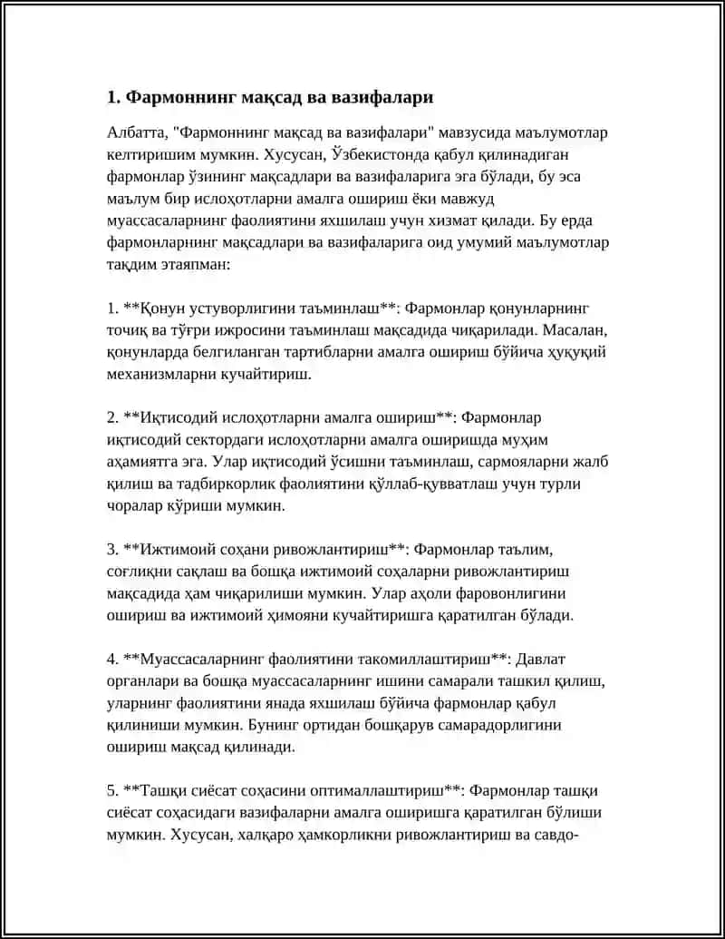"Фармоннинг мақсад ва вазифалари" 4