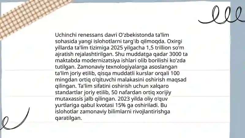 Oʻzbekistonning uchinchi renessansi tomon tutgan yoʻli 4