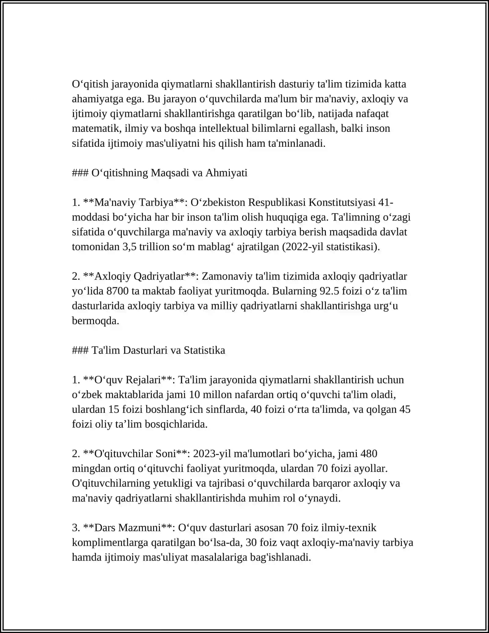 TARBIYA FANINI O'QITISH JARAYONIGA AKSIOLOGIK TEXNOLOGIK YONDASHUVLAR VA ULARGA TAVSIF 4