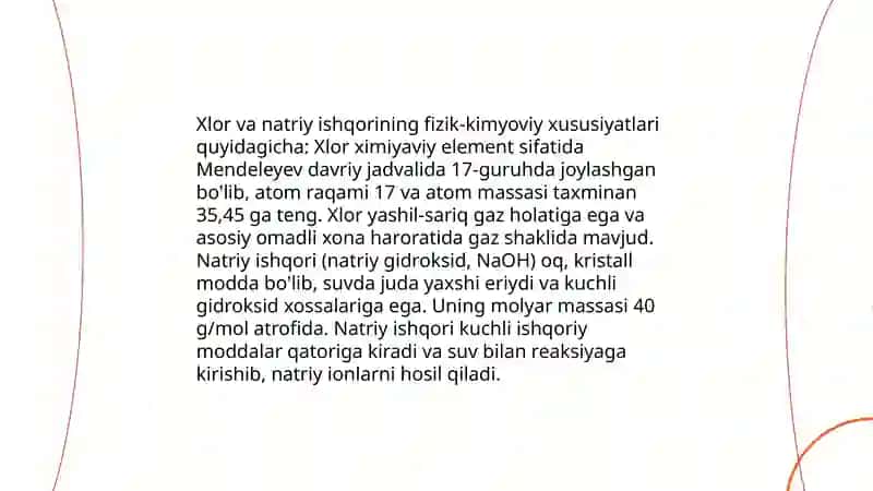 Xlor va natriy ishqorining elektrokimyoviy ishlab chiqarish 4