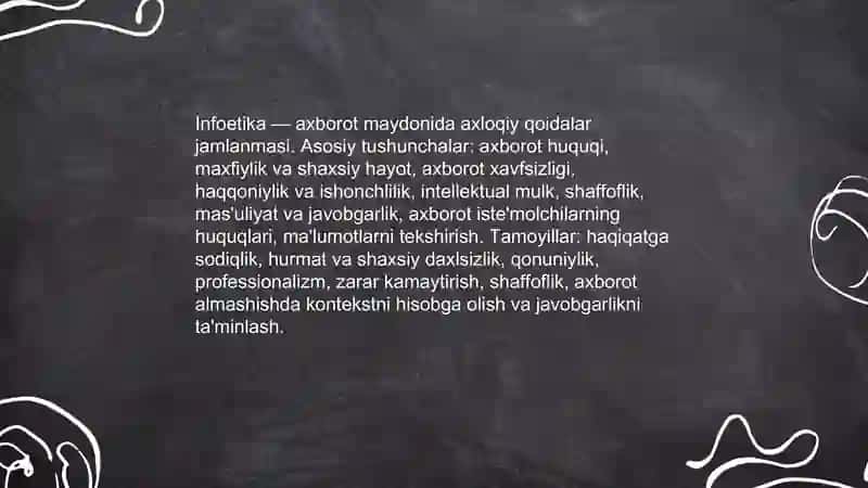 Mediamakonda axborot tarqatish madaniyati. Infoetika 4