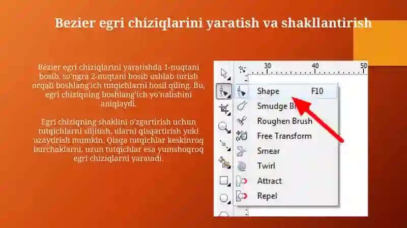 CorelDraw dasturida Bezier instrumenti bilan ishlash 4