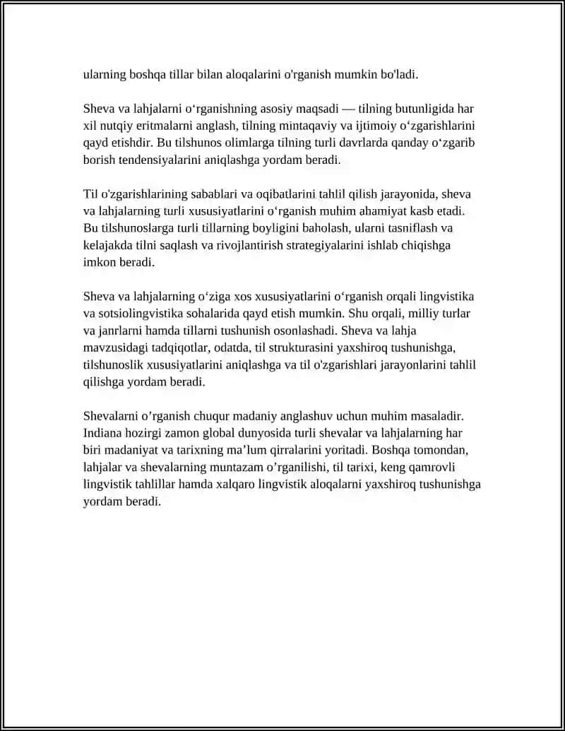 SHEVA, DIALEKTAL, LAHJALARNING XUSUSIYATLARI, ULARNI O'RGANISH METODLARI 4
