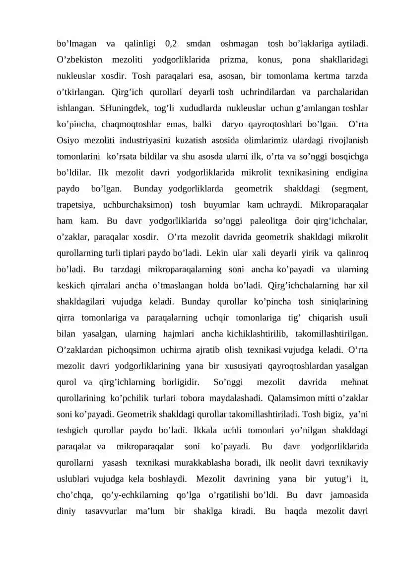 Mezolit davri xo’jaligi va moddiy madaniyati 4