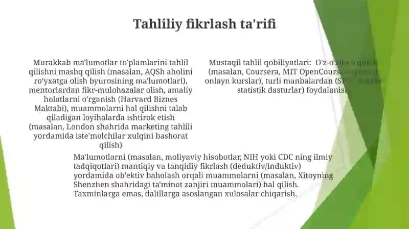Axborotlarni mustaqil tahlil qilish koʻnikmalarini shakllantirish 4