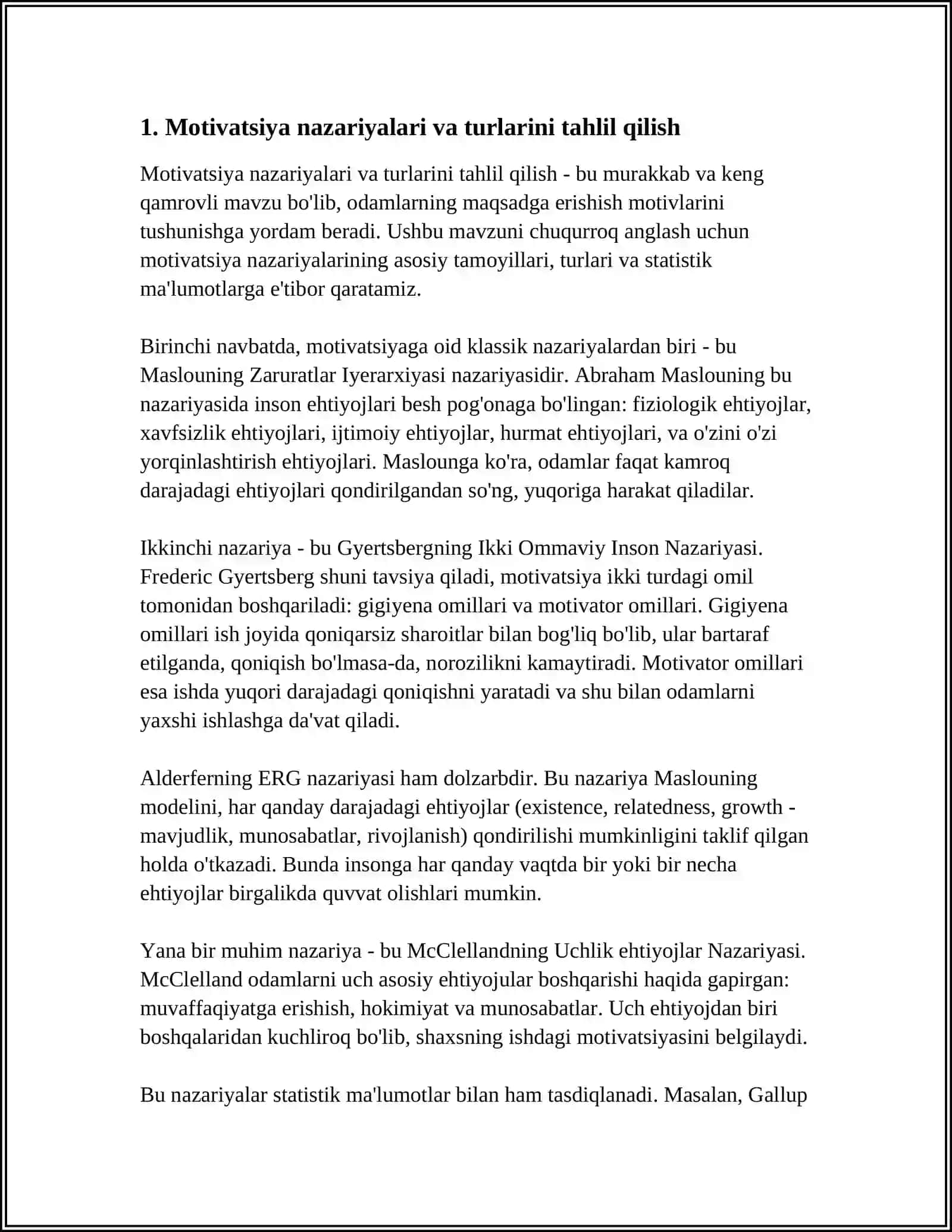 FAOLIYATNING OʻZLASHTIRILISHI VA MALAKALARINI EGALLASH.XORIJ PSIXOLOGIYASIDA MOTIV VA MOTIVATSIYA MUAMMOSI 4