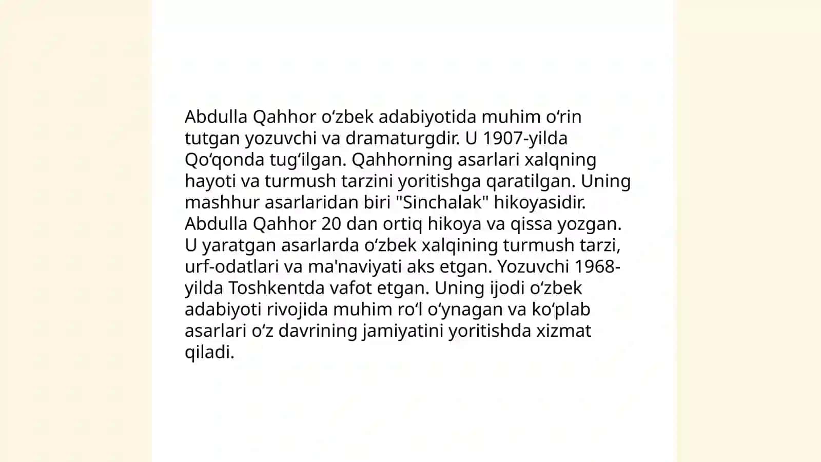 Abdulla Qahhor hayoti va ijodi "oʻgʻri" hikoyasi 4