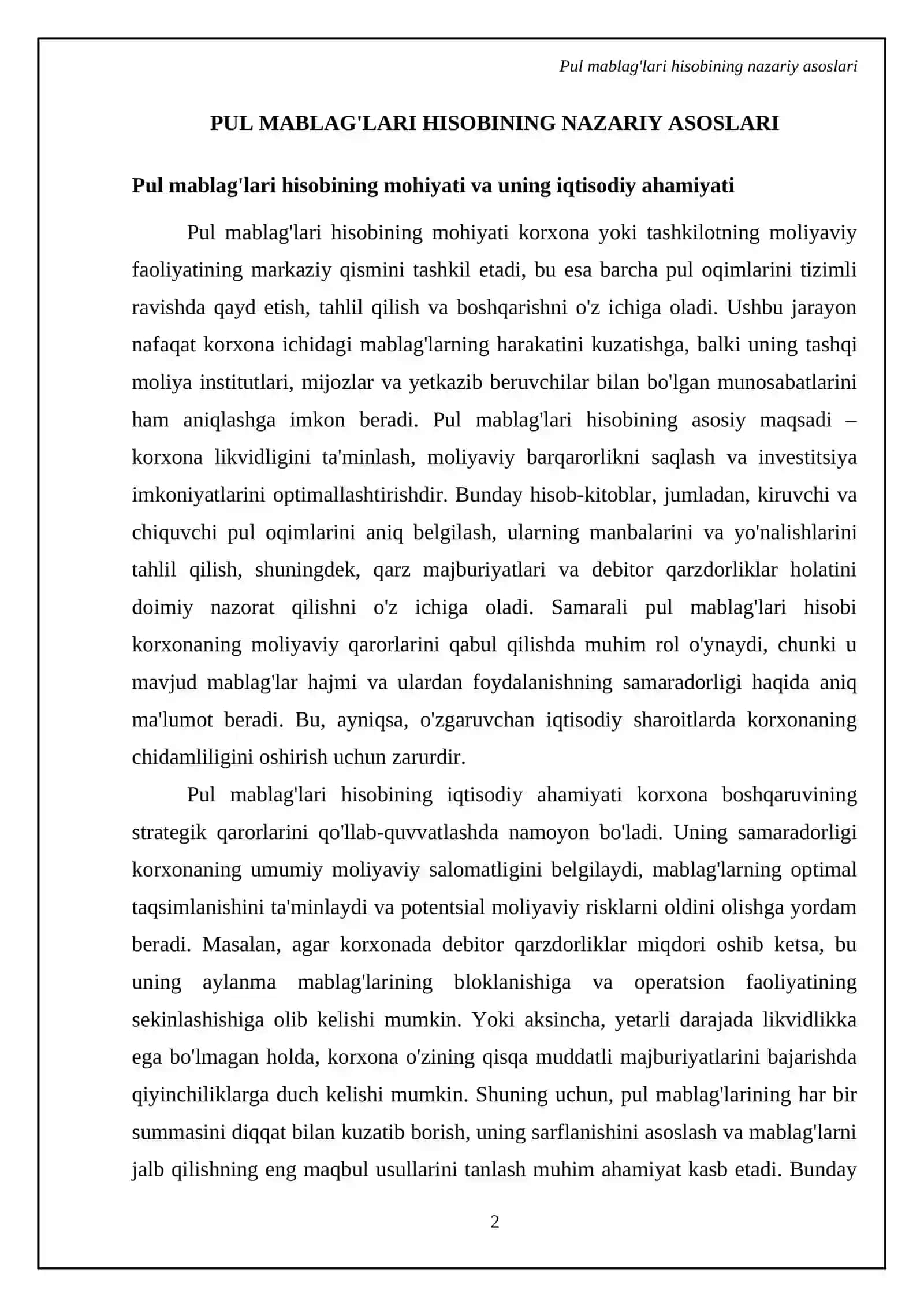 Pul mablagʻlari hisobining toʻgʻri va samarali tashkil etilishi 4