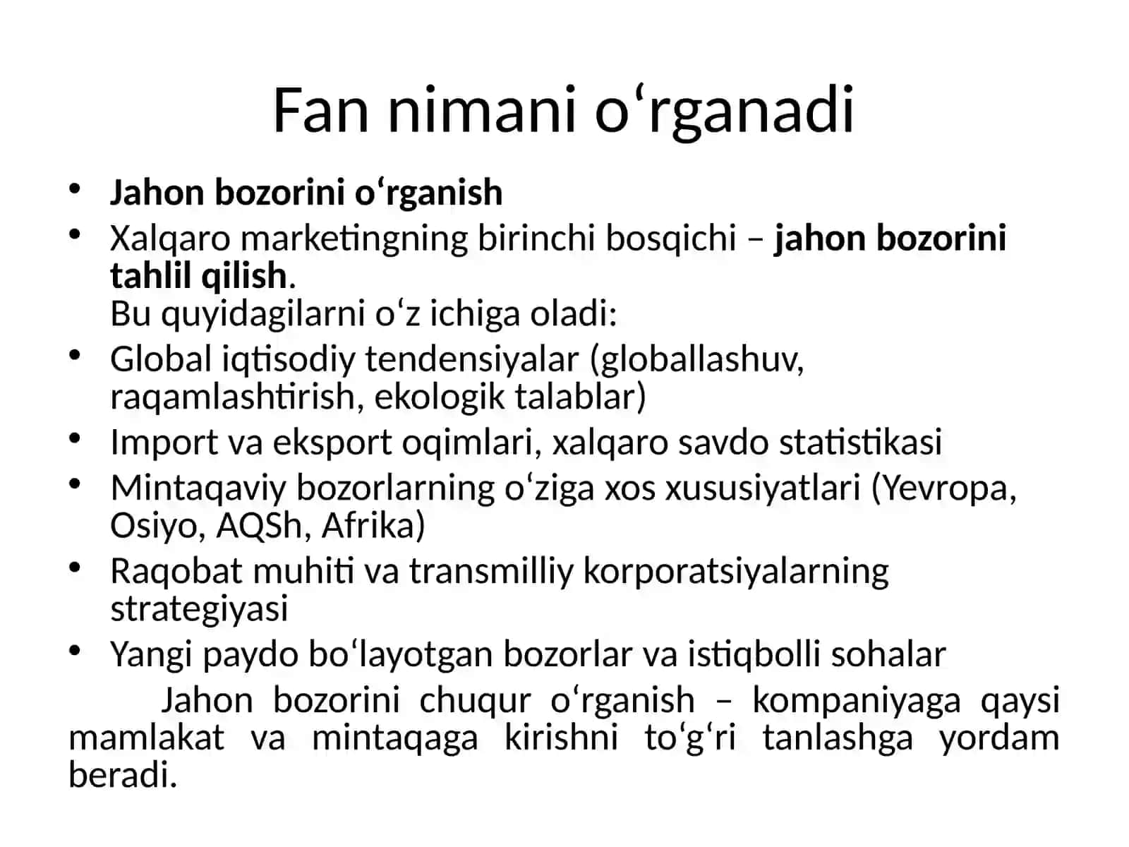 Xalqaromarketing fani: nima ni o‘rganadi va mohiyati 4