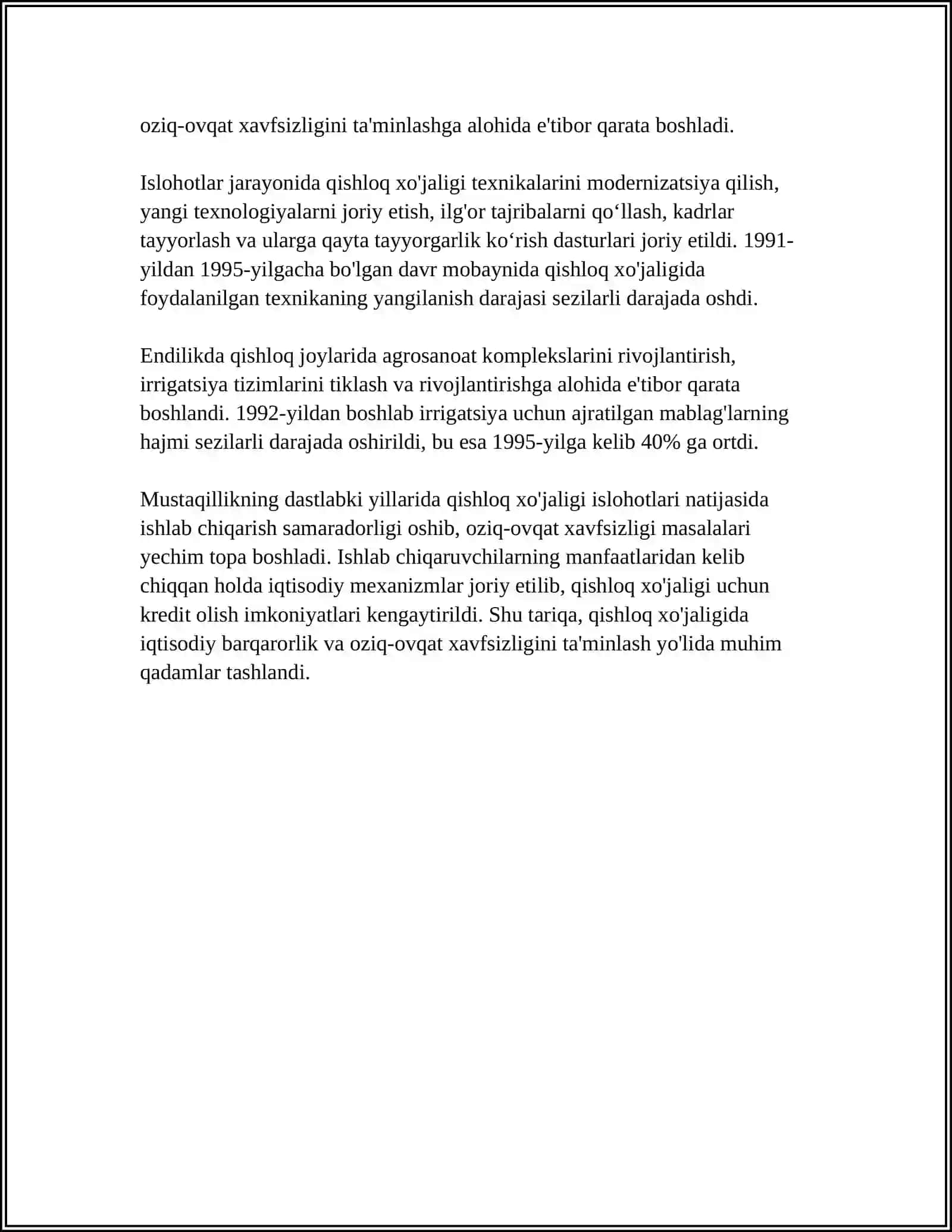MUSTAQILLIK YILLARIDA QISHLOQ XOʻJALIGIDAGI VA SANOATDAGI OʻZGARISHLAR 4