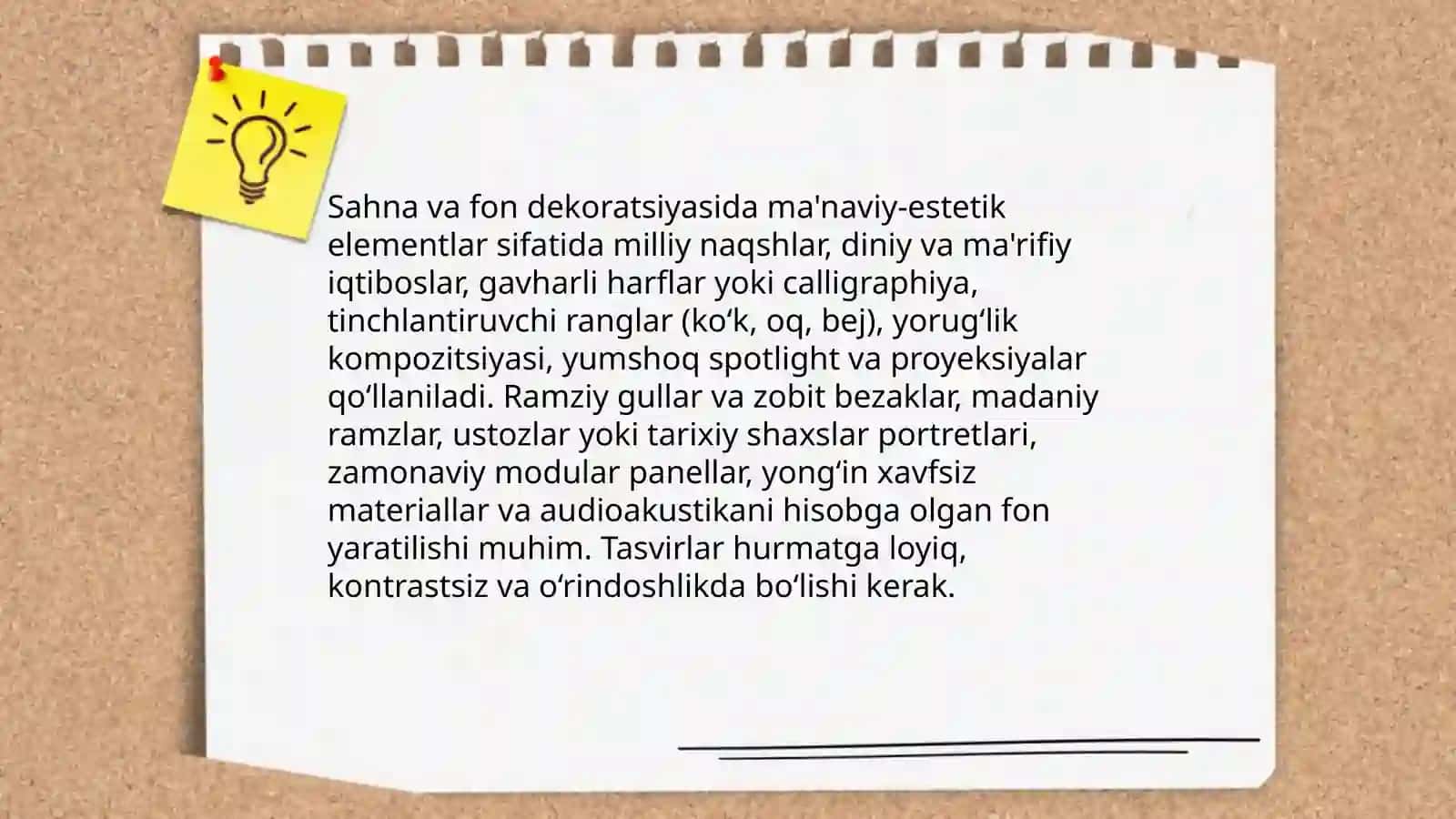 Ma'naviy-ma'rifiy tadbirni tashkil etish uchun auditoriyani jihozlash 4